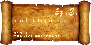 Szirák Endre névjegykártya